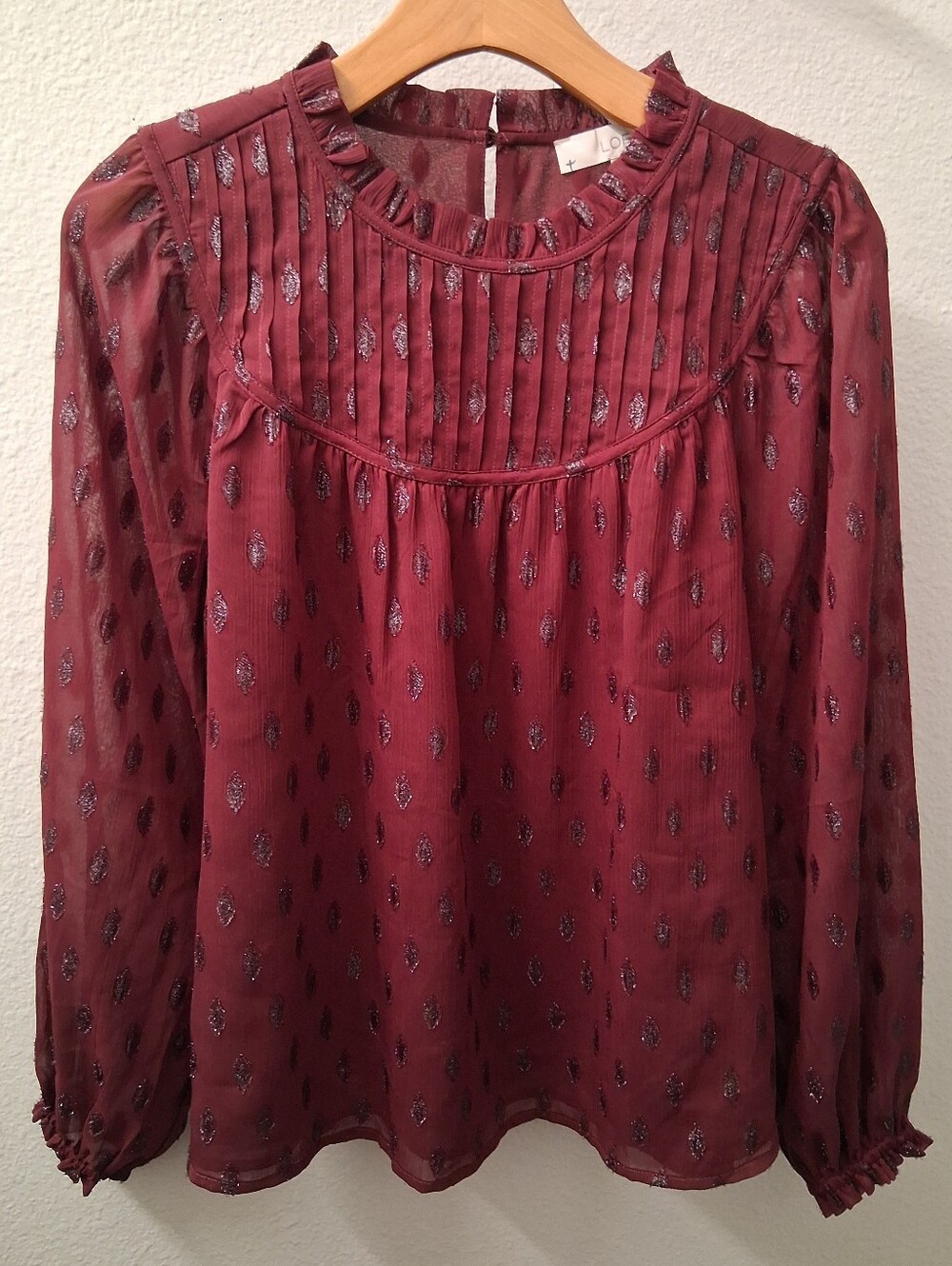 Loft Burgundy Sparkly Blouse Small